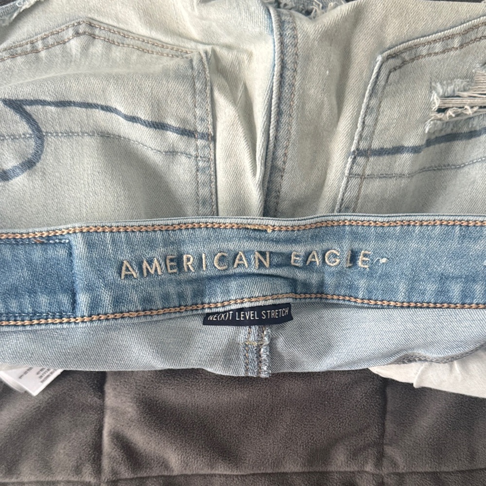 American Eagle Light Blue Distressed Jean Shorts - Picture 4 of 4